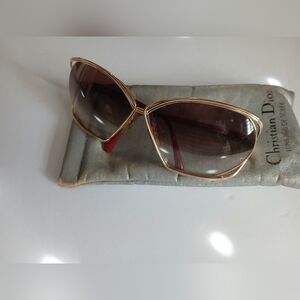 Vintage Dior Sunglasses with Gold Frame and Brown Lenses
